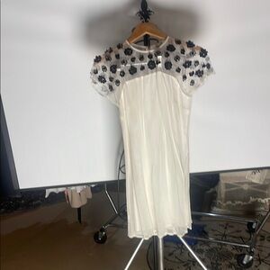 ASOS White Sheath Dress with Puff Cap Sleeves